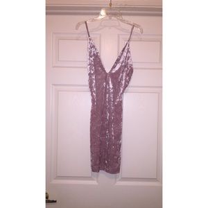 Pink satin deep v-neck spaghetti-strap night dress